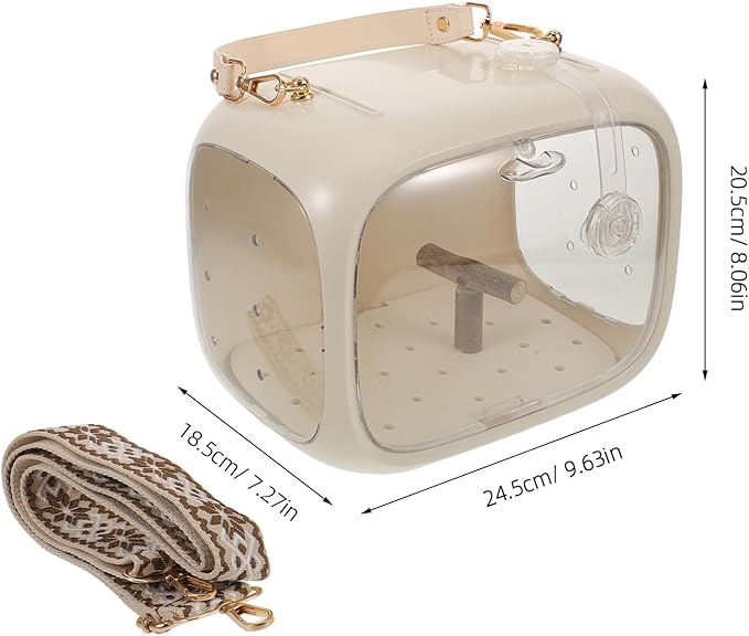 Portable Bird Travel Carrier Cage with Stand Ventilated Parrot Travel Cage Adjustable Strap Food Bowl Lightweight Plastic Bird Transport Bag Parakeets