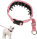 Lightweight Prong Collar for Dogs, Reflective No Pull Dog Collar | Adjustable Size Dog Pinch, Breathable Woven Fabric Air Grid Technology, Martingale Collar for Dogs Training（Pink-L）