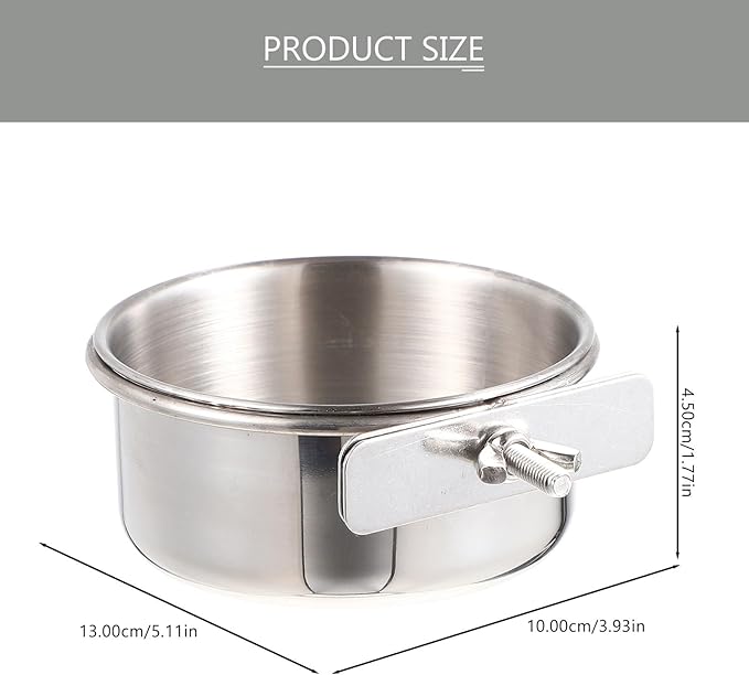 Yardwe Parrot Feeding Cups, 6pcs Stainless Steel Bird Feeder with Clamp, Bird Cage Accessory Food Dish for Cockatiel Conure Budgies Parakeet Parrot Macaw Small Animal Chinchilla