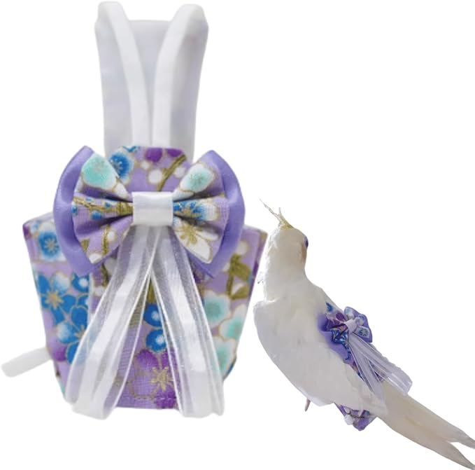 Bird Diaper Cockatiel Clothes Flight Suite, Reusable Parrot Nappy with Waterproof Inner Layer, Cute Pigeon Pants Urine Wet Suit Costume for Conure Macaw (Purple,XS)