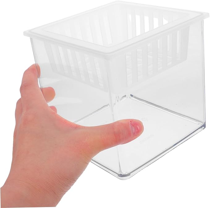 BESTonZON Clear Plastic Fish Breeding Box Hydroponic Aquarium Planter with Plant Basket Versatile Desktop Tank for Betta Fish Guppies and Aquatic Decor Home Office Settings