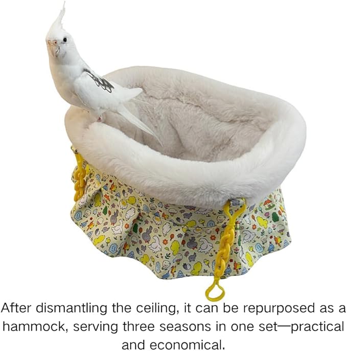 2 in 1 Warm Bird Carrier Bag, Bird Hammock Bed for Cage, Winter Travel Bag, Portable Parrot Outing Bag for Lovebird, Budgie, Conure, Quaker, Small Medium Birds (Pink,Medium)