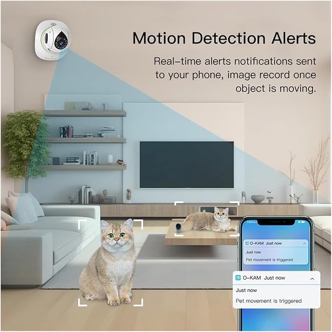 1080P WiFi Camera Indoor IP Camera Pet Monitor 360° PTZ Home Security Surveillance Motion Detection(U/S,Camera No Card)
