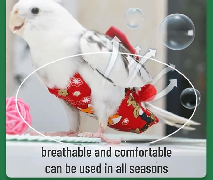 Bird Flight Suits Diapers, Parrot Flight Suits Diapers for Monk Parakeets, Cockatiels Flight Suits, Parrot Clothes, Bird Training Nappy Suit Liners Clothes (M, Red-D)
