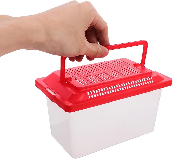 FRCOLOR Portable Fish Tank Handheld Aquarium Transparent Turtle Box Pet Hamster Box 7.08X8.66X4.33In Compact Reptile Amphibian Habitat