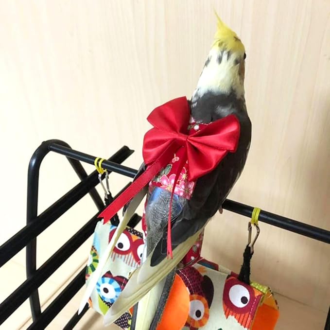 Bird Flight Suits Diapers, Parrot Flight Suits Diapers for Quaker Parakeets Cockatiels Flight Suits, Parrot Clothes (Red,Sulphur-Crested Cockatoo)