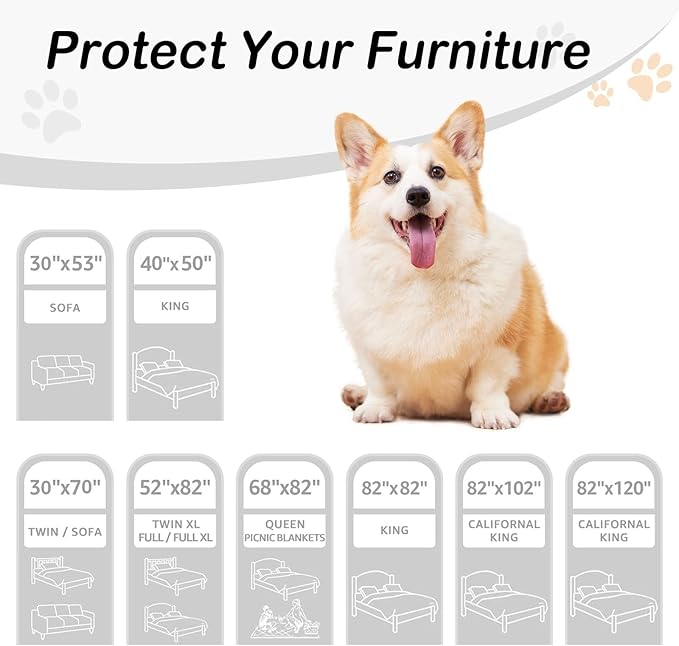 hyha Waterproof Dog Bed Blanket, Soft Pet Blankets, Waterproof Couch Cover for Dogs, Reversible Sofa Covers Washable for Furniture (82x82 Inch, Camel/Beige)