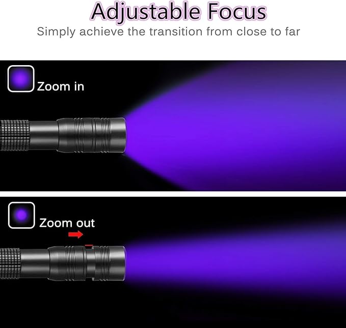 UV Flashlight, 395nm Black Light Pen, LED IPX4 Waterproof Urine Detector for Pet Urine, Cat Dog Stains, Bed Bugs, Night Fishing, Travel