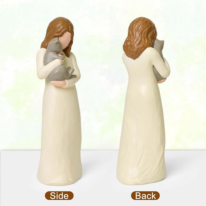 Cuayaes Grey Cat Memorial Gifts for Loss of Cat Sympathy Gift, Friendship Guardian Angel Statue Pet Remembrance Gifts for Women Cat Lovers
