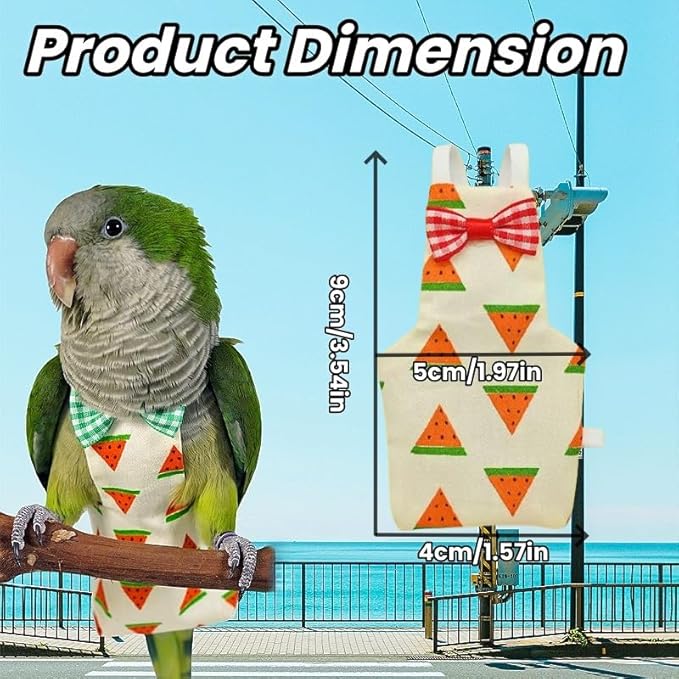 6Pcs Bird Diapers Bird Harness Flight Suits Diapers Reusable Parrot Nappy with Waterproof Inner Layer Washable Cute Urine Wet Suit Costume for Cockatiel Conure Budgie Macaw Parakeet,M