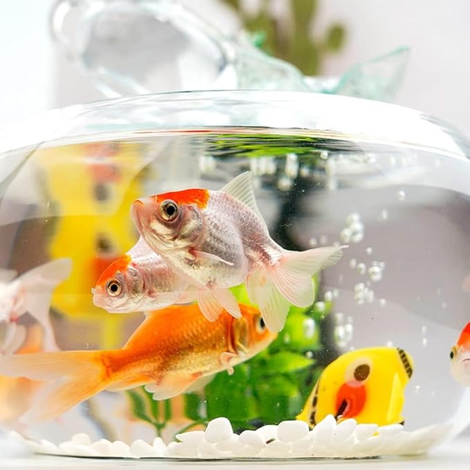 Aquarium Goldfish Bowl Fish Tank Goldfish Flowing Water Ornament Glass Mini Desktop Home Living Room Aquarium Starter Kits Fish Tank Decorations (Color : A)