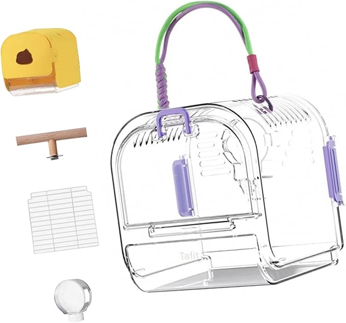 Light Weight Pet Carriers Transparents Portable Bird Cage with Removable Tray for Budgies and Small Birds Travel Cage with