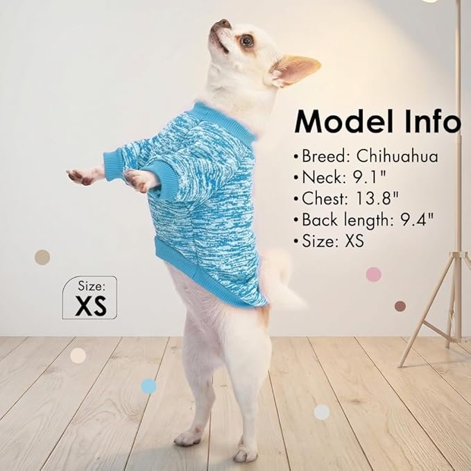2 Pcs Dog Sweaters for Small Dogs Girl Boy Winter Fleece Clothes Warm Soft Dog Sweatshirt Outfit for Dogs Cats Pet Apparel
