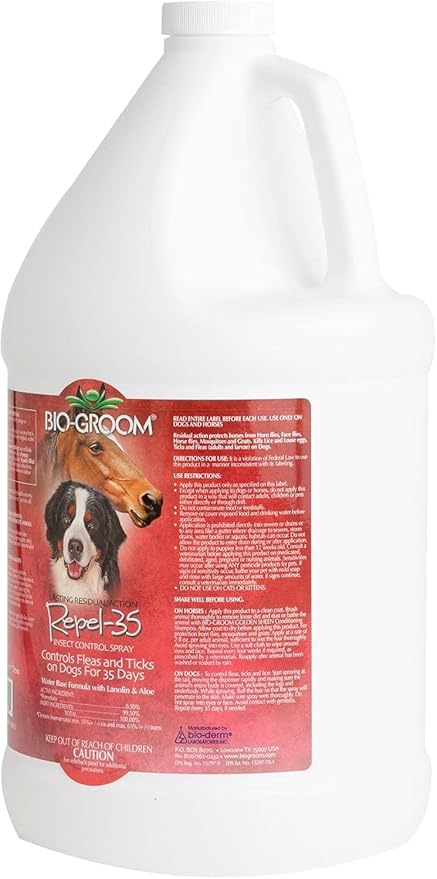 Bio-Groom Repel-35 Flea & Tick Dog Spray - Flea and Tick Prevention Treatment for Dogs, Cruelty-Free, Made in USA, Natural Repellent, Fly Spray for Horses - 1 Gallon (Pack of 2)