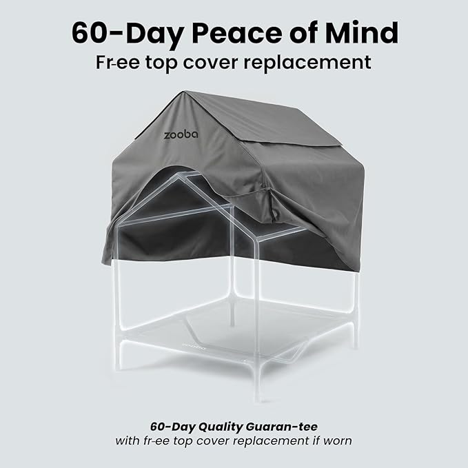 36" Large Dog House for Large Dog Indoor or Outside, Weatherproof 600D PVC Outdoor, Featuring Breathable 2x1 Textilene Elevated Dog Bed, Easy Clean (Grey)