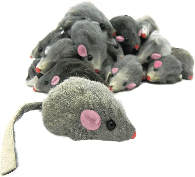 6 Pcs Gray Rattle Mouse Cat Toy, Mice Animal Toy Pet Supplies Furry Play Combo - Cat Toy Mix