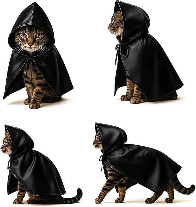 Black Bat Cat Mask and Cloak, Funny Bat Mask Cloak, Halloween, Clothes and Accessories for Cats