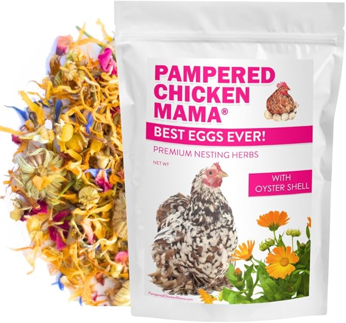 Pampered Chicken Mama Best Eggs Ever! Nesting Herbs for Chickens (4 Pounds) Calcium Supplement for Chickens | Chicken Feed Supplies, Hen Treats for Coops