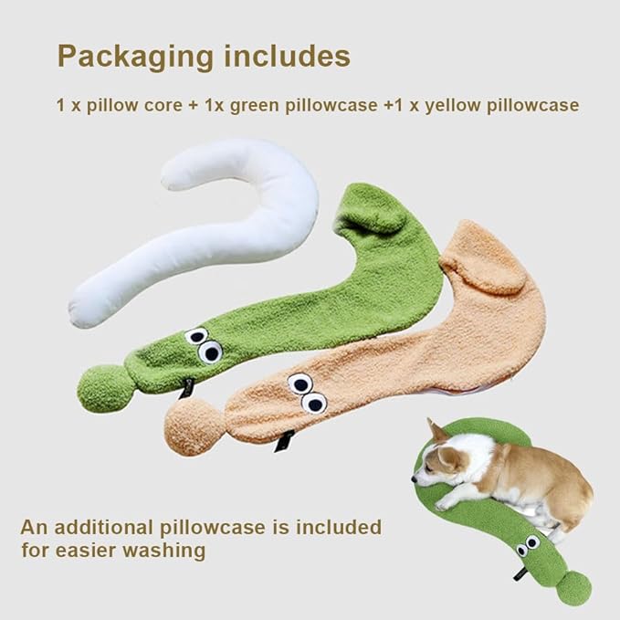 Dog Pillows, 2pcs Pillowcase, Calming Dog Pillow, Side Zip with Replaceable Pillowcase, Soft Neck Support for Deep Sleep, Washable Pet Bed Pillow for Small/Medium/Large Dogs and Cat (L)