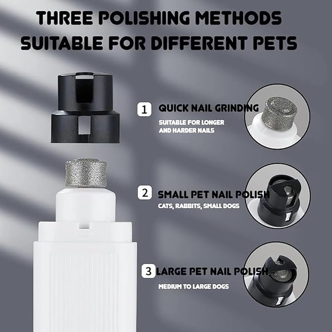 Cat Nail, Nail Trimmer, Dog Nail Grinder, Safe Cut Cat Nail Trimmer, Two Adjustable with 360° Grinding Settings, for All Cats ＆Dogs (Black)