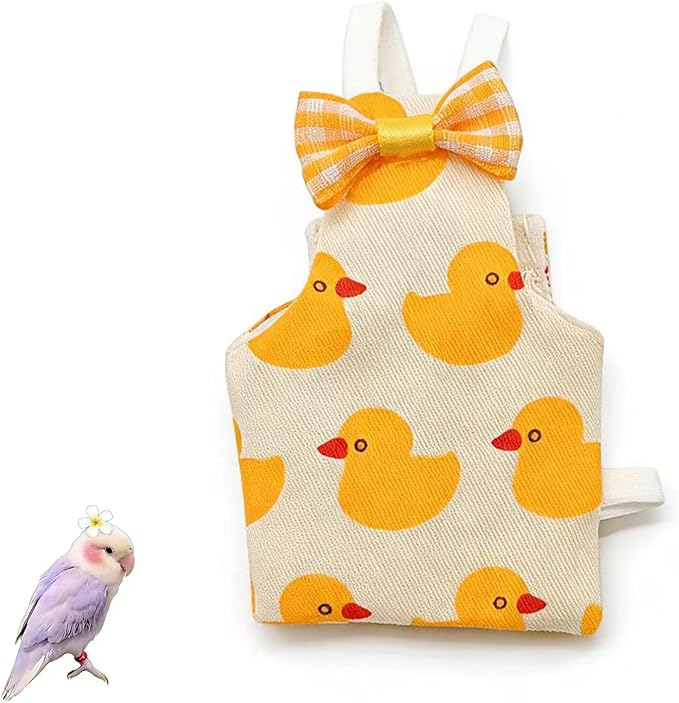 Bird Diaper Cockatiel Clothes Flight Suite, Reusable Parrot Nappy with Waterproof Inner Layer (YELLOE-L)