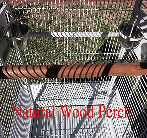 X-Large Double Ladders Open/Close Play Perch Stand Top Wrought Iron Bird Parrot Parakeet Finch Macaw Cockatoo Cage Include Seed Guard and Toy Hook