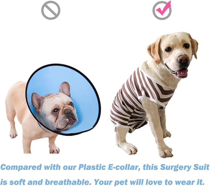 Dog’s Recovery Suit Post Surgery Shirt for Female Male Dog, E-Collar Alternative Wound Protective Clothes (red white-3xl)