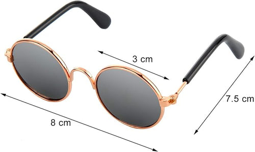 10 Pieces Cat Dog Sunglasses Funny Pet Glasses Round Metal Small Classic Retro Sunglasses Pet Hippie Cute Dog Cat Cosplay Party Costume Photo Props Cosplay Glasses(Mixed Color)