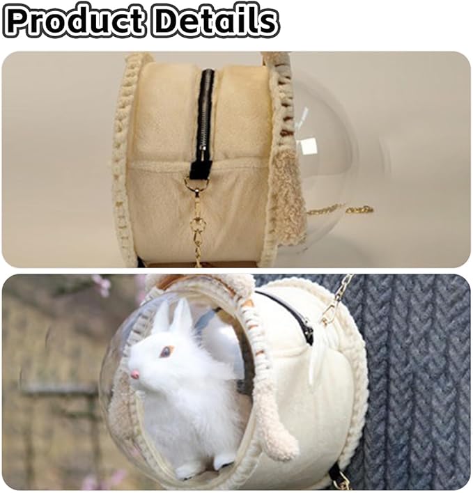 MANON ROSA Bird Carrier Backpack – Breathable Travel Bag with Clear Dome, Cute Cozy and Lightweight for Small Parrots Parakeet Lovebirds Budgie Cockatiel Sugar Gliders Hamsters Rabbits (Bear,Small)