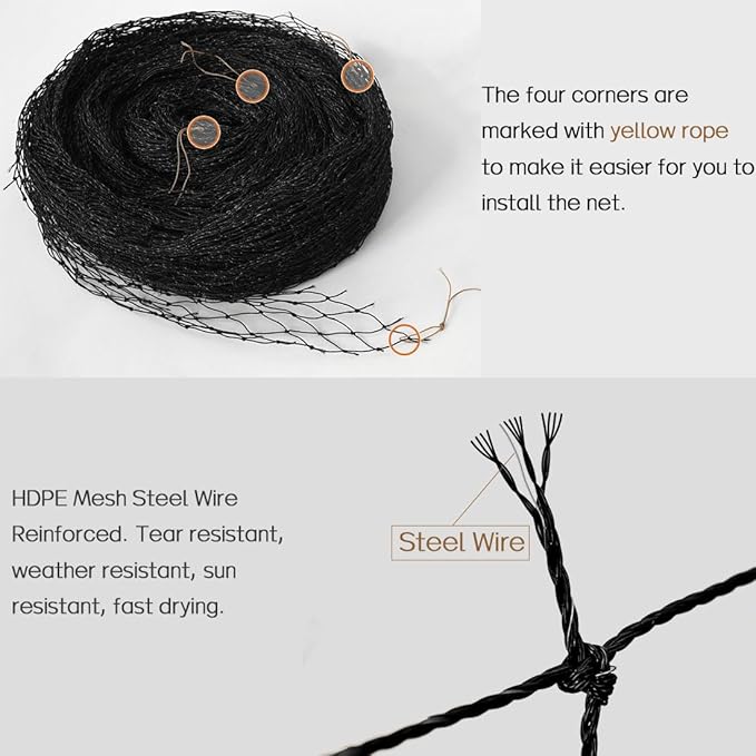 Cat Balcony Net, Steel Wire Reinforced, Anti-Fall Fence, Safety Net, Extra Strong (10 X 20 Ft)