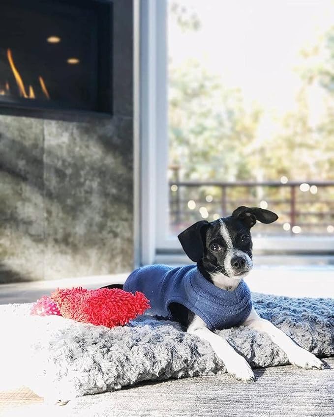 Gooby Stretch Fleece Vest Dog Sweater - Indigo Blue, Small - Warm Pullover Super Stretchy Fleece Dog Jacket for Small to Large Dogs