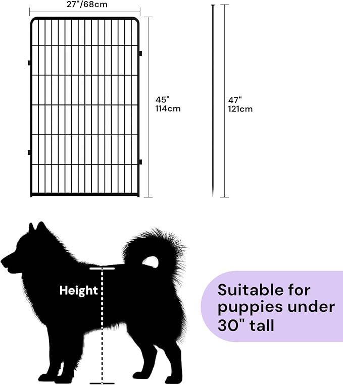 SunsGrove Dog Playpen Outdoor, Heavy Duty 45 Inch 4 Panels Play Pen for Large Dogs, Free and Safe Play Dog Fence, Black