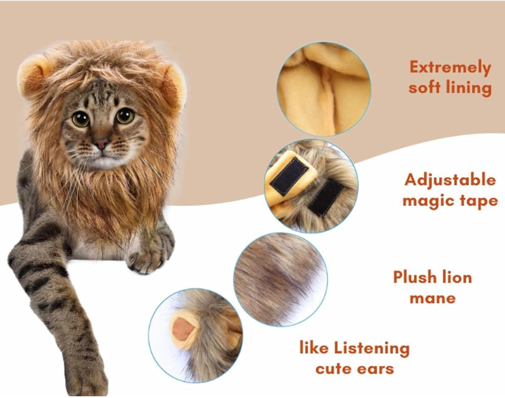 Cute Cat Hats 3-Pack - Lion Rabbit Pink Bear Costume Headwear for Kittens,Bunny Ears for Cats,Soft Dress Up Party Halloween Costume Accessories for Cats