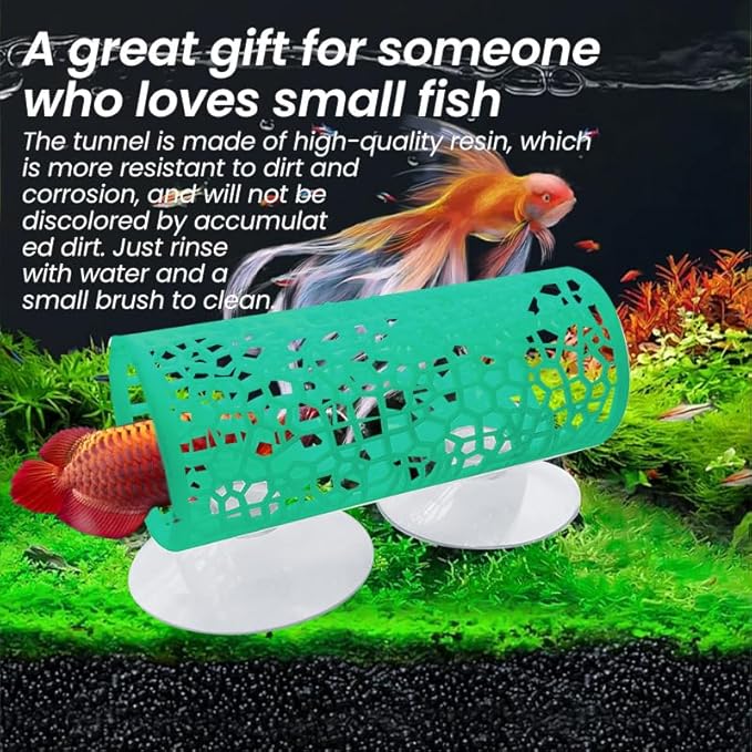 Betta Fish Hammock with Suction Cup - Plastic Aquarium Hideout & Resting Leaf for Betta Fish Tank, Decorative Shelter to Reduce Stress, Easy to Install (Black)