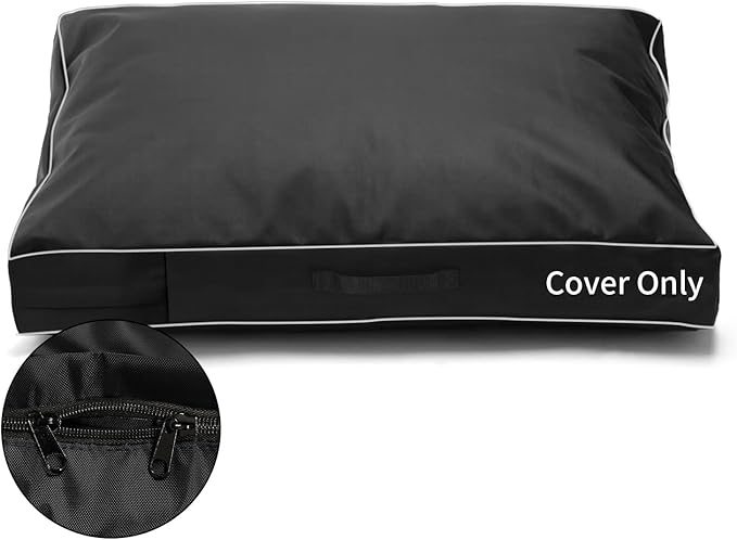 COSHNIBI Dog Bed Covers Replacement Washable,Waterproof Dog Bed Cover with Zip and Carry Handle for Dog/Cat 30''Lx20''Wx3''H-Black