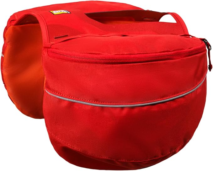 Ruffwear Palisades Dog Backpack, Multi-Day Pack with Removable Saddlebags, Breathable Adjustable Harness, Reflective Trim, Red Currant, Large/X-Large