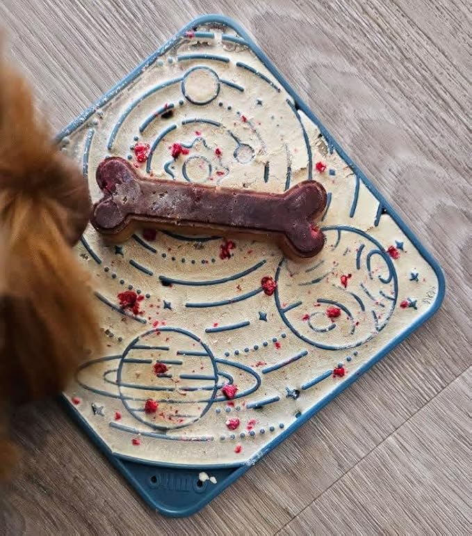OHMO Lick Mat for Dogs and Cats(Large, Mars&Coral, 2pcs) Enrichment Accessories Toy Space Star Easy Clean Pet Slow Feeder/Suction Cups, Licking Pad for Anxiety Relief and Boredom Reduction