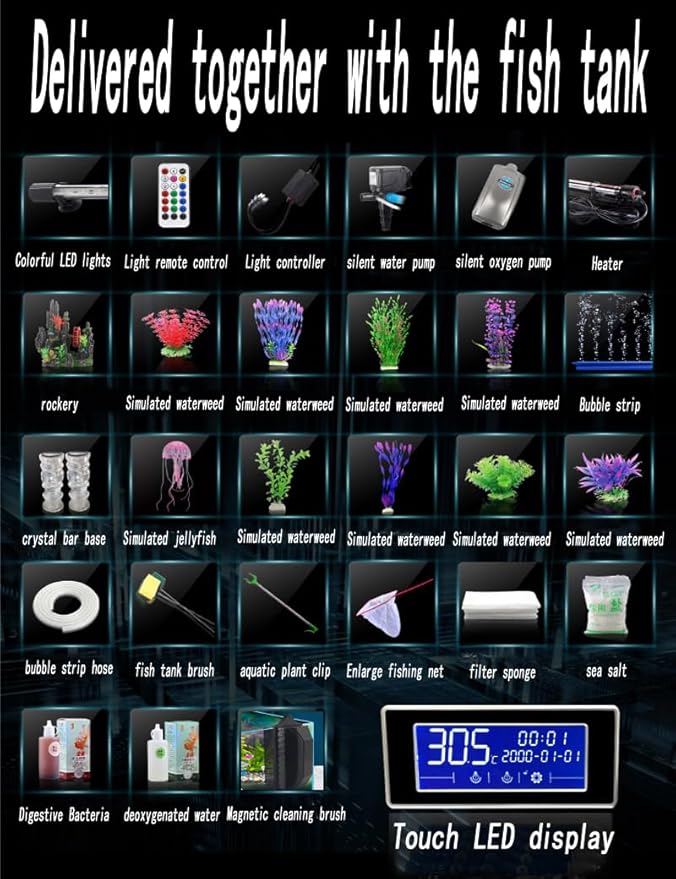 with Air Pump and Aquarium Deluxe Kit Large Ornamental Fish Tank Aquarium