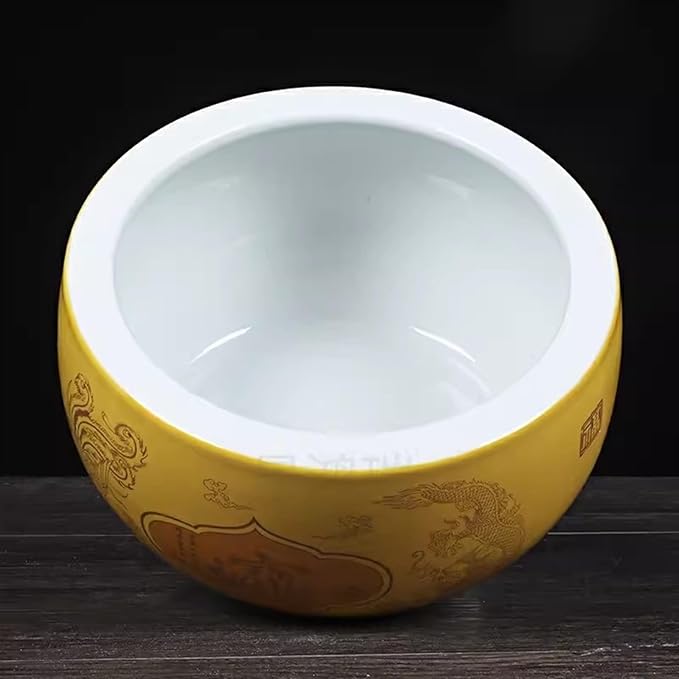 Fish Tank Treasure Bowl Ceramic Fortune Fish Tank Desktop Ceramic Small Treasure Bowl Turtle Feeding Bowl Aquarium(Red,29x18cm)