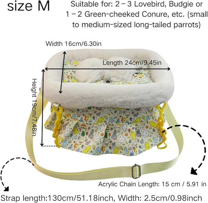 2 in 1 Warm Bird Carrier Bag, Bird Hammock Bed for Cage, Winter Travel Bag, Portable Parrot Outing Bag for Lovebird, Budgie, Conure, Quaker, Small Medium Birds (Pink,Medium)