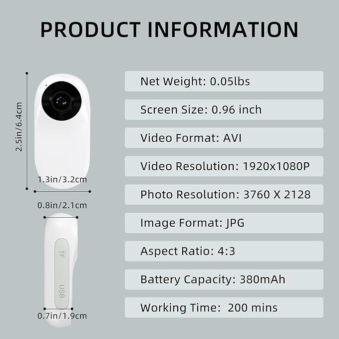 MANON ROSA Pet Collar Camera, Mini Action Camera with 64G SDCard, HD1080P Wireless Dog Cat Collar Camera for Video Records Tracker Monitor, Supports USB& OTG Connection (Black)