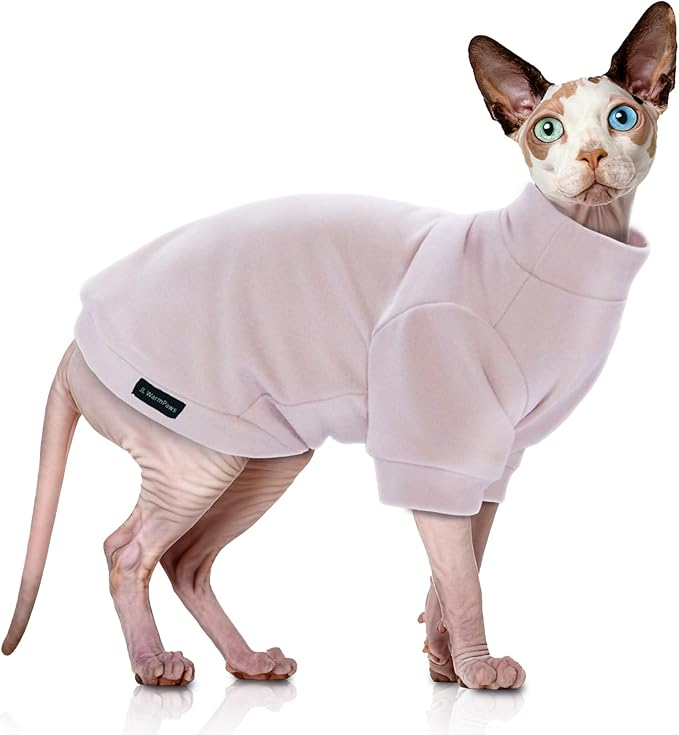 Sphynx Cat Sweater Hairless Cat Clothes Sweater Shirt Soft Warm Long Sleeves Pullover Pet Clothes Pajamas Dog Cloth for Small Dogs Jumpsuit Pet Sweaters (Pink, Small)
