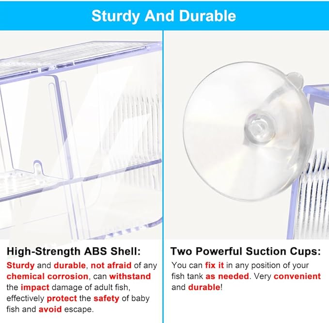 Fish Breeding Box Aquarium Holding Tank Transparent Fish Isolation Box Acclimation Hatchery Incubator Breeder for Betta Shrimp Clownfish Guppy(Size S)