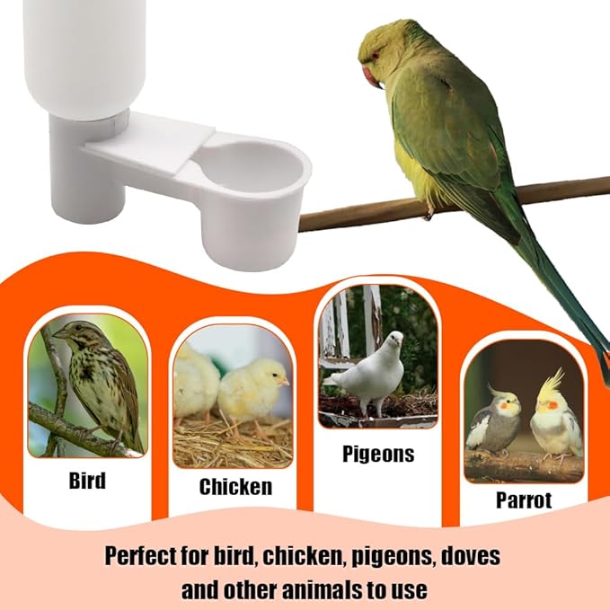 12Pcs Automatic Bird Drinker Feeder Plastic Soda Pop Water Bottle Cup or Pigeons Parrot Chicken Feeder Poultry Cage Cup Supplies (White)