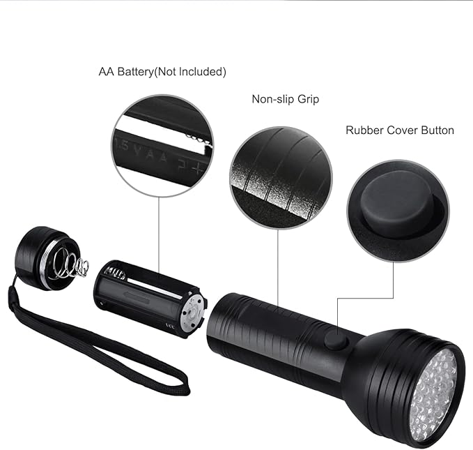 GLOGLOW Pet Inspection Lamp, Detector Ultra Violet LED Flashlight Backlight 51 LED Inspection Lamp Torch Light Flashlight for Dog Cat Urine Pet