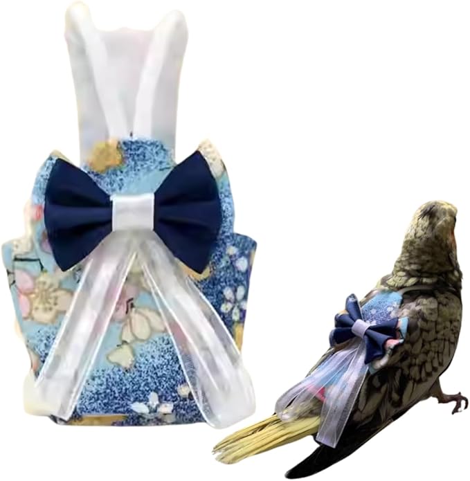 Bird Diaper Cockatiel Clothes Flight Suite, Reusable Parrot Nappy with Waterproof Inner Layer, Cute Pigeon Pants Urine Wet Suit Costume for Conure Macaw (Blue A,M)