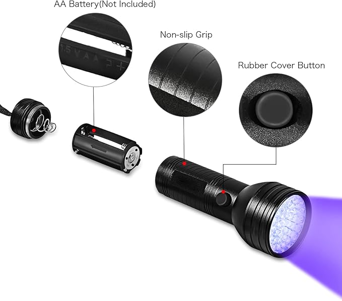 GLOGLOW Pet Inspection Lamp, Detector Ultra Violet LED Flashlight Backlight 51 LED Inspection Lamp Torch Light Flashlight for Dog Cat Urine Pet