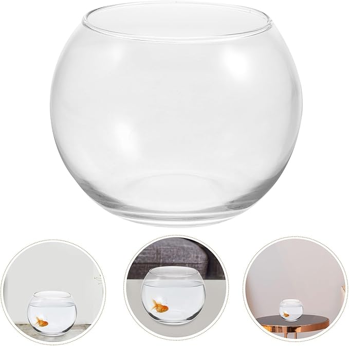 Glass Fish Bowl Aquarium Glass Goldfish Bowl 12-inch Diameter Home and Office Plant Cultivation