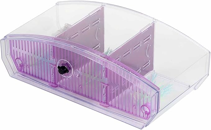 GLOGLOW TripleChamber Fish Breeder Box for Aquarium, Breeding Tanks Transparent LED Acrylic Small Fishes Breeding Isolation Box with Six LED Lights and Water Change Valve Breeder (Purple)