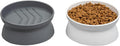 Kitty City Elevated Slow Feeder Cat Bowls (Set of 2), Whisker-Friendly Raised Cat Food Dishes with Ridges, Helps Reduce Fast Eating & Digestion Issues, Dishwasher Safe, 6.5 oz – White & Gray